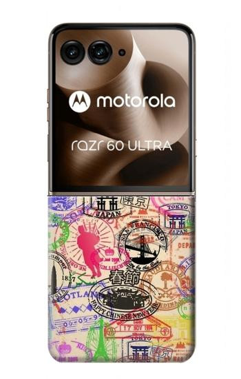 S3904 Travel Stamps Case For Motorola Razr 70 Ultra, 60 Ultra, 50 Ultra, Ultra 2026, Ultra 2025