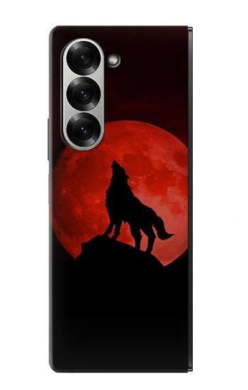 S2955 Wolf Howling Red Moon Case For Samsung Galaxy Z Fold 7