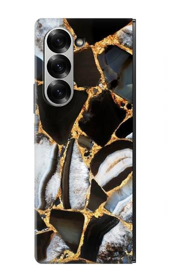S3419 Gold Marble Graphic Print Case For Samsung Galaxy Z Fold 7