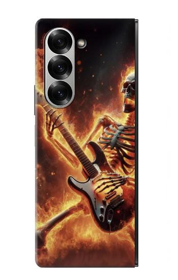 S3984 Fire Skeleton Playing Guitar Case For Samsung Galaxy Z Fold 7