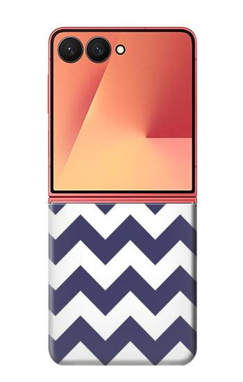 S2345 Navy Blue Shavron Zig Zag Pattern Case For Samsung Galaxy Z Flip 7
