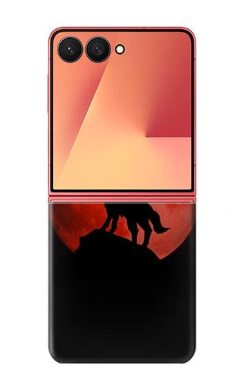 S2955 Wolf Howling Red Moon Case For Samsung Galaxy Z Flip 7
