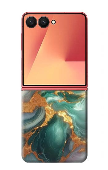 S3993 Green Marble Gold Veins Case For Samsung Galaxy Z Flip 7