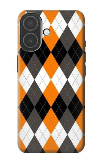 S3421 Black Orange White Argyle Plaid Case For iPhone 17