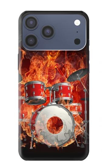 S1431 Skull Drum Fire Rock Case For iPhone 17 Pro Max, 18 Pro Max