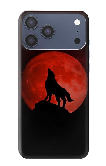 S2955 Wolf Howling Red Moon Case For iPhone 17 Pro Max, 18 Pro Max