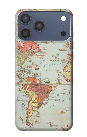 S3418 Vintage World Map Case For iPhone 17 Pro Max, 18 Pro Max