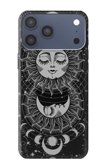 S3854 Mystical Sun Face Crescent Moon Case For iPhone 17 Pro Max, 18 Pro Max