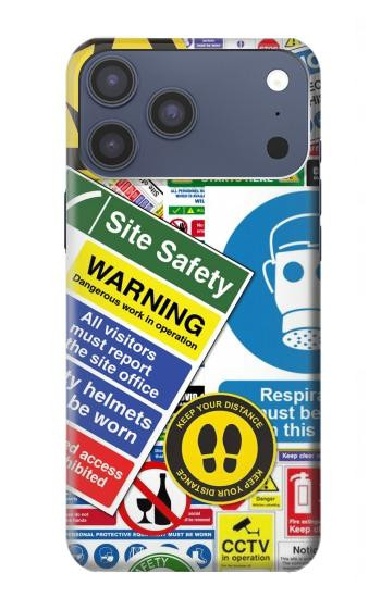 S3960 Safety Signs Sticker Collage Case For iPhone 17 Pro Max, 18 Pro Max
