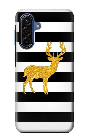 S2794 Black and White Striped Deer Gold Sparkles Case For Samsung Galaxy A17, A18