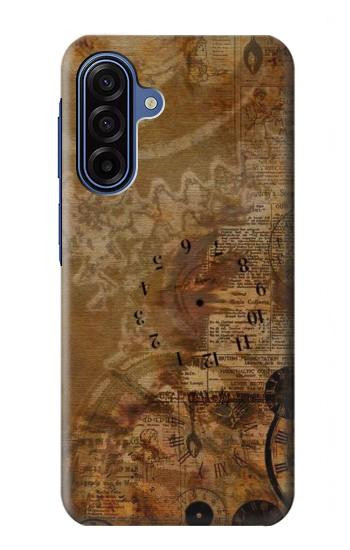 S3456 Vintage Paper Clock Steampunk Case For Samsung Galaxy A17, A18