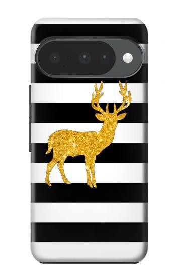 S2794 Black and White Striped Deer Gold Sparkles Case For Google Pixel 10, 10 Pro