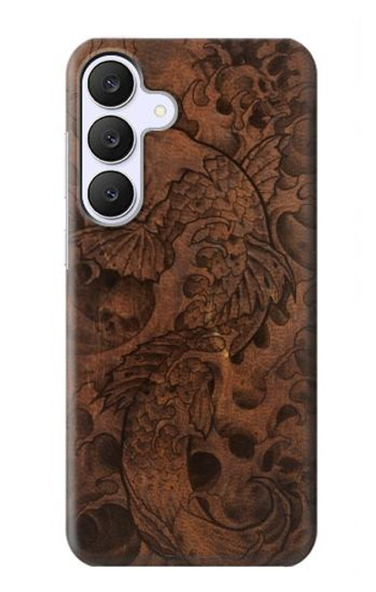 S3405 Fish Tattoo Leather Graphic Print Case For Samsung Galaxy S25 FE