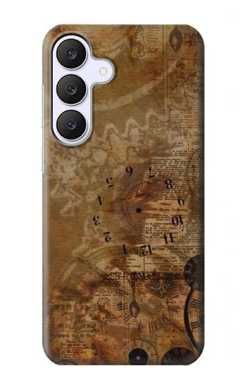 S3456 Vintage Paper Clock Steampunk Case For Samsung Galaxy S25 FE