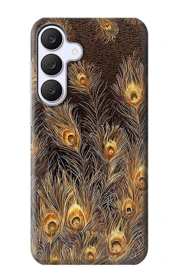 S3691 Gold Peacock Feather Case For Samsung Galaxy S25 FE, S26 FE