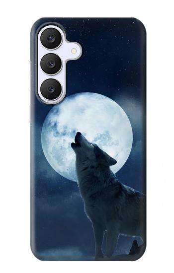 S3693 Grim White Wolf Full Moon Case For Samsung Galaxy S25 FE, S26 FE