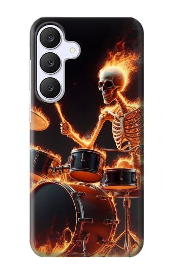 S3985 Fire Skull Drummer Case For Samsung Galaxy S25 FE, S26 FE