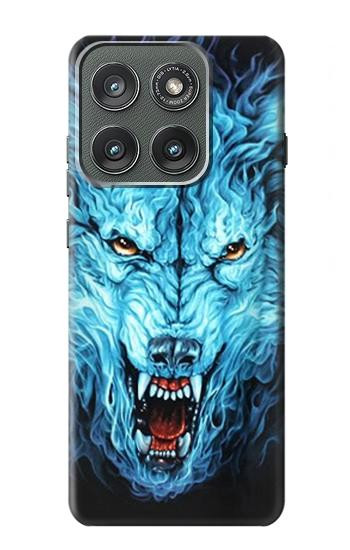S0752 Blue Fire Grim Wolf Case For Motorola Edge (2025)