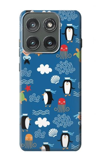 S2572 Marine Penguin Pattern Case For Motorola Edge (2025)