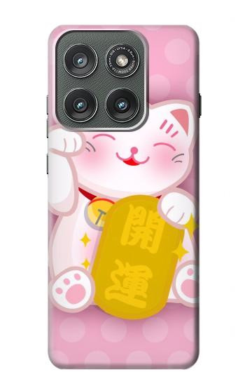 S3025 Pink Maneki Neko Lucky Cat Case For Motorola Edge (2025)