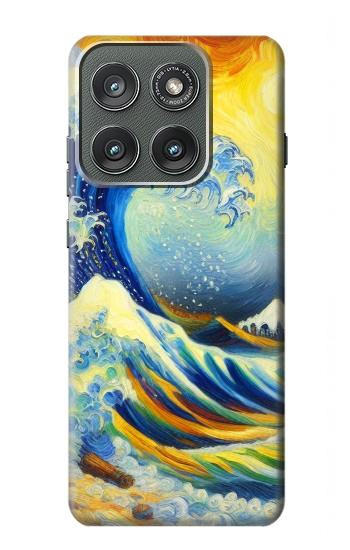 S4005 Oil Color Painting Great Waves Case For Motorola Edge (2025)
