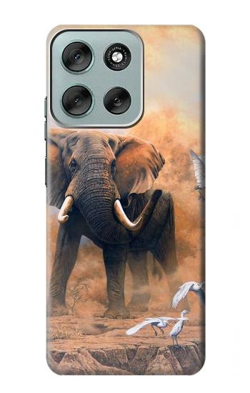 S1292 Dusty Elephant Egrets Case For Motorola Moto G56