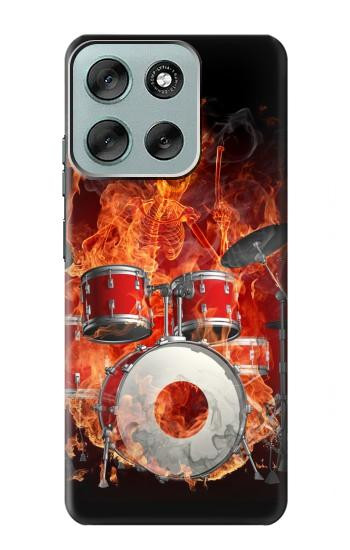 S1431 Skull Drum Fire Rock Case For Motorola Moto G56
