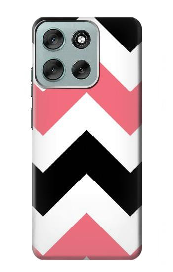 S1849 Pink Black Chevron Zigzag Case For Motorola Moto G56