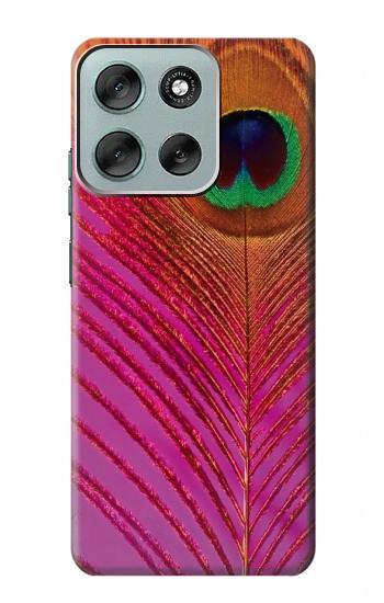 S3201 Pink Peacock Feather Case For Motorola Moto G56