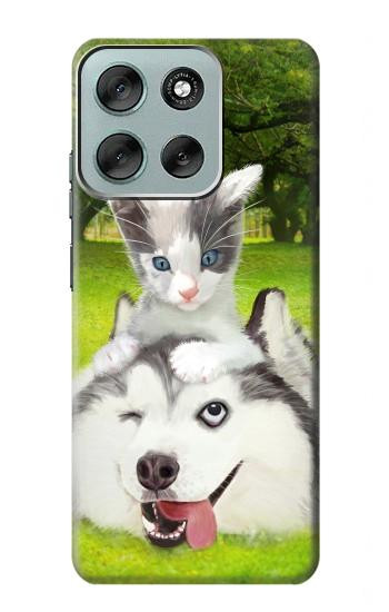 S3795 Kitten Cat Playful Siberian Husky Dog Paint Case For Motorola Moto G56