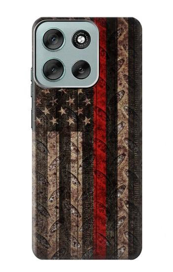 S3804 Fire Fighter Metal Red Line Flag Graphic Case For Motorola Moto G56