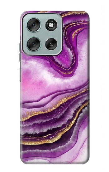 S3896 Purple Marble Gold Streaks Case For Motorola Moto G56
