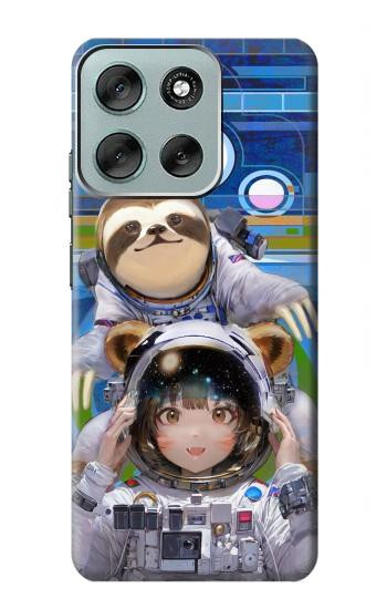 S3915 Raccoon Girl Baby Sloth Astronaut Suit Case For Motorola Moto G56
