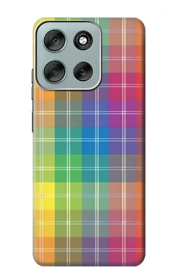 S3942 LGBTQ Rainbow Plaid Tartan Case For Motorola Moto G56