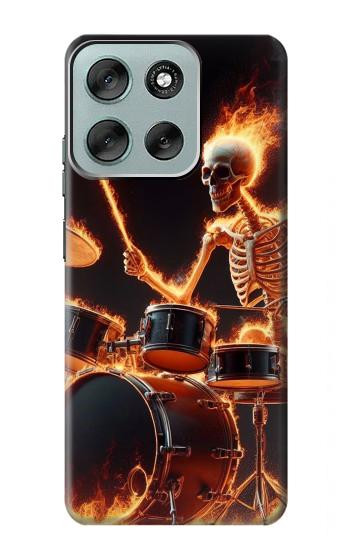S3985 Fire Skull Drummer Case For Motorola Moto G56