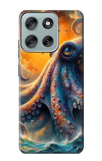 S4003 Oil Color Painting Giant Octopus Case For Motorola Moto G56