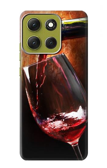 S2396 Red Wine Bottle And Glass Case For Motorola Moto G86
