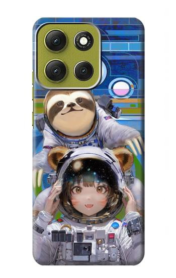 S3915 Raccoon Girl Baby Sloth Astronaut Suit Case For Motorola Moto G86
