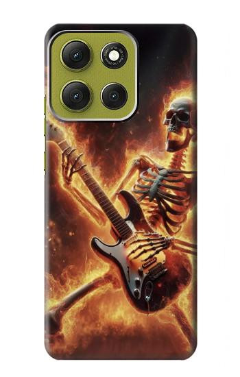 S3984 Fire Skeleton Playing Guitar Case For Motorola Moto G86