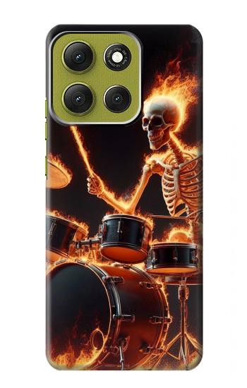 S3985 Fire Skull Drummer Case For Motorola Moto G86