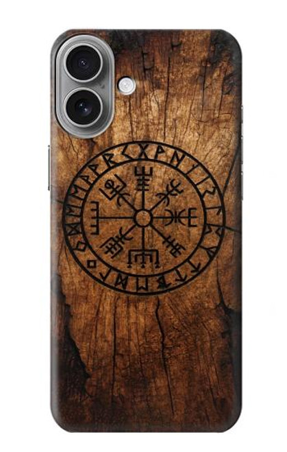 S4036 Viking Vegvisir Compass Wood Case For iPhone 16 plus