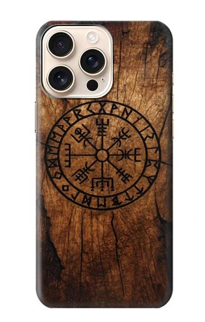 S4036 Viking Vegvisir Compass Wood Case For iPhone 16 pro max