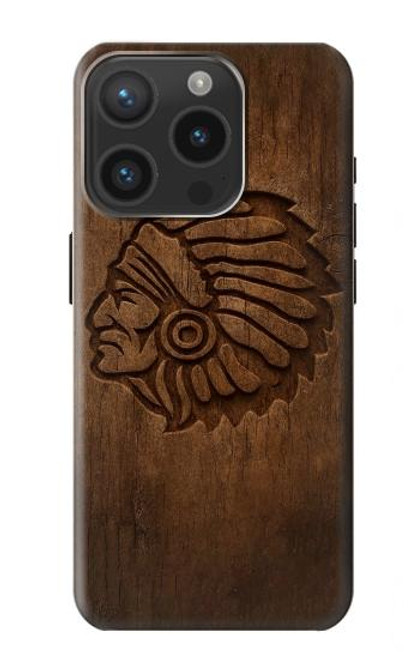 S4035 Native American Wood Carving Case For iPhone 15 Pro