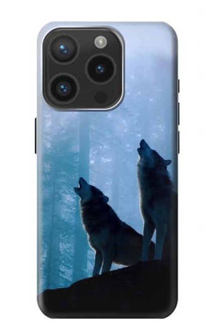 S4053 Two Wolves Couple Howling Forest Case For iPhone 15 Pro