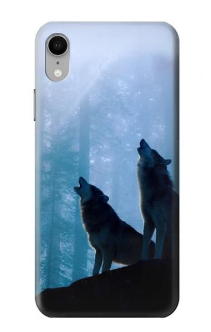 S4053 Two Wolves Couple Howling Forest Case For iPhone XR