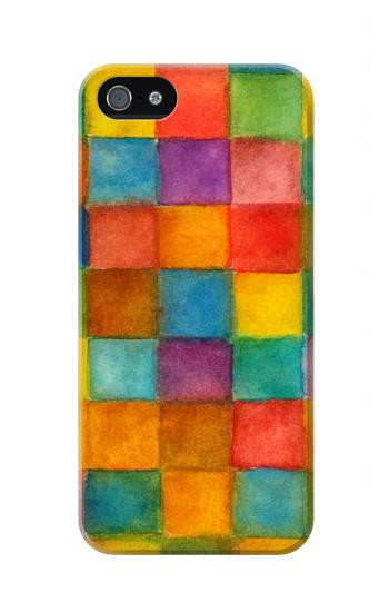 S4077 Water Color Painting Colorful Check Pattern Case For iPhone 5 5S SE