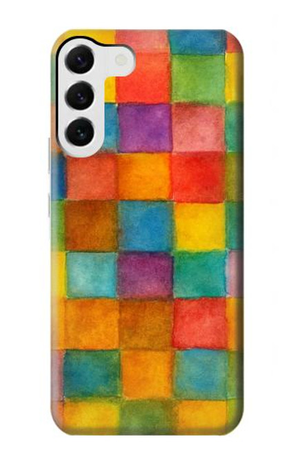 S4077 Water Color Painting Colorful Check Pattern Case For Samsung Galaxy S23 Plus