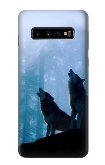 S4053 Two Wolves Couple Howling Forest Case For Samsung Galaxy S10