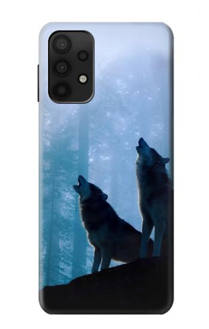 S4053 Two Wolves Couple Howling Forest Case For Samsung Galaxy A32 5G