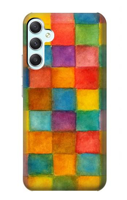 S4077 Water Color Painting Colorful Check Pattern Case For Samsung Galaxy A34 5G